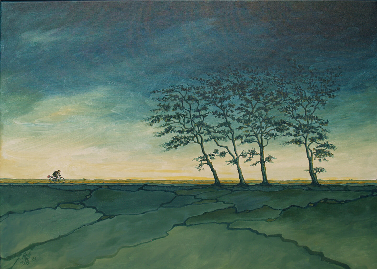  acryl - Beammen en fyts 