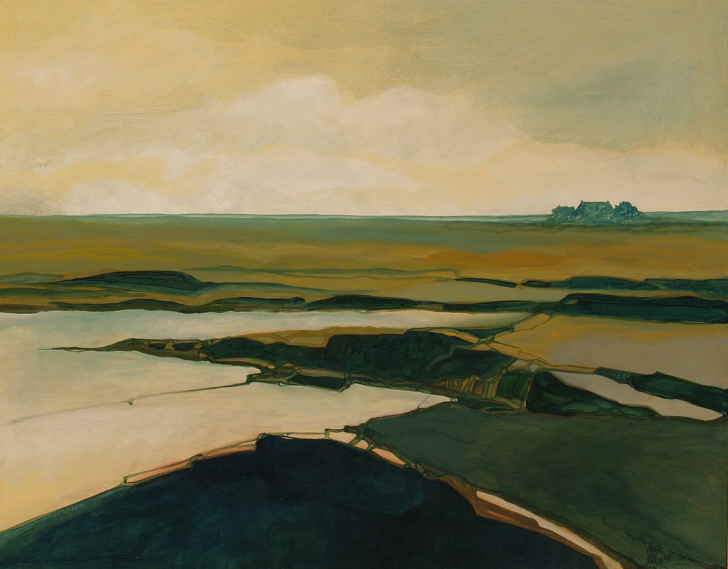  acryl - Landschap in groen 